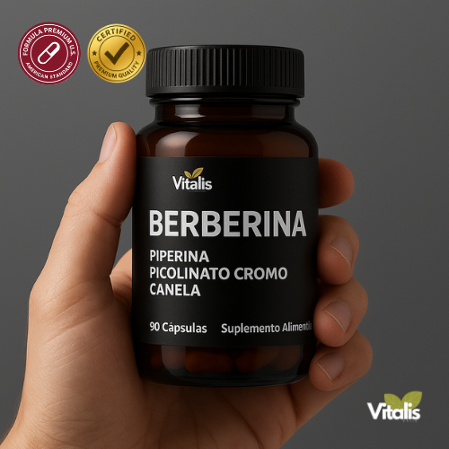 Frasco de berberina 500 mg vitalischile 90 cápsulas