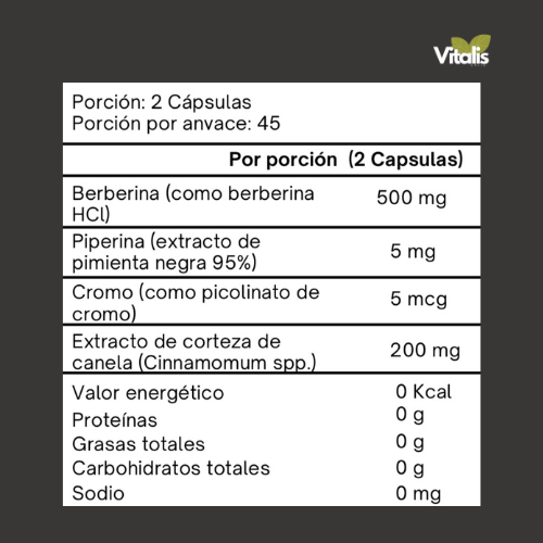 Suplemento de berberina 500 mg para bienestar metabólico