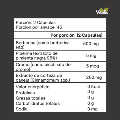 Berberina 500mg 90 Capsulas