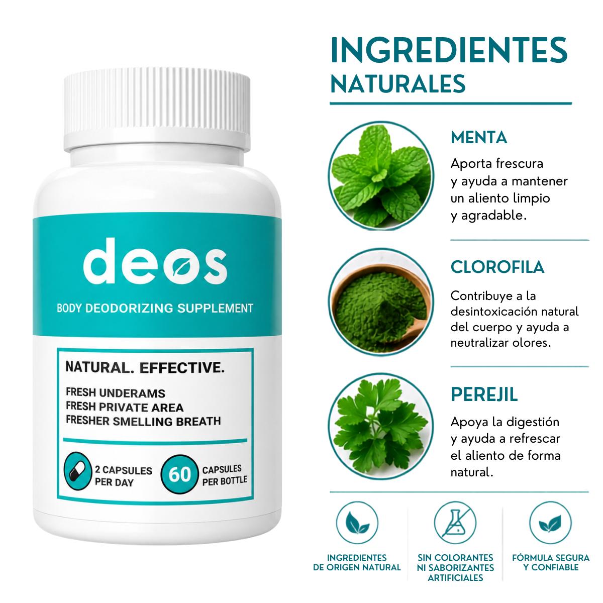 Deos 60 Cápsulas de clorofila desintoxicante