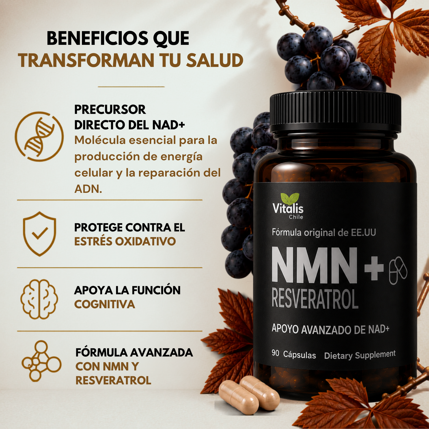 NMN+Resveratrol 1000mg 90 Cápsulas