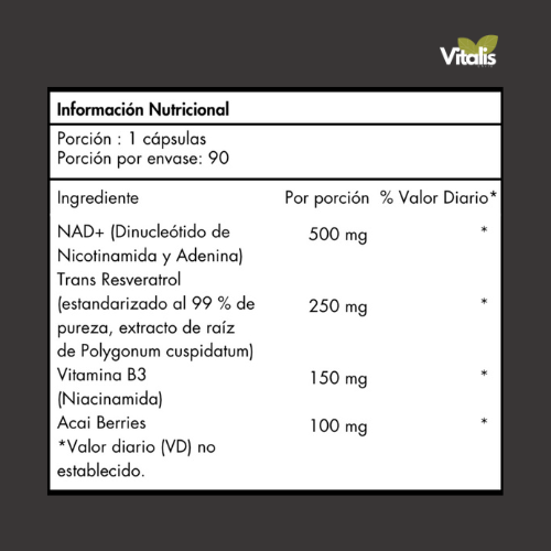 Nad + Resveratrol 1000mg 90 Cápsulas