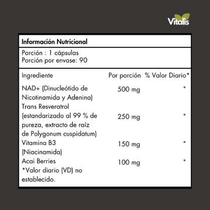 Nad + Resveratrol 1000mg 90 Cápsulas